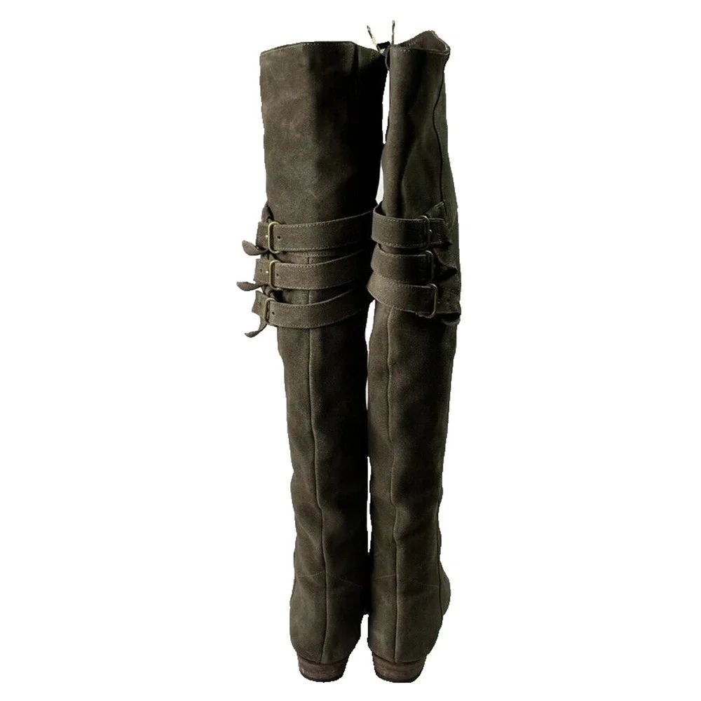 Joie Boots Women 8 Leather Suede Coachella Over The Knee Triple Buckle detail